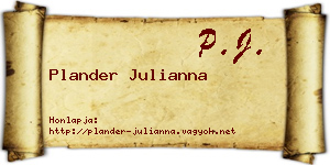 Plander Julianna névjegykártya